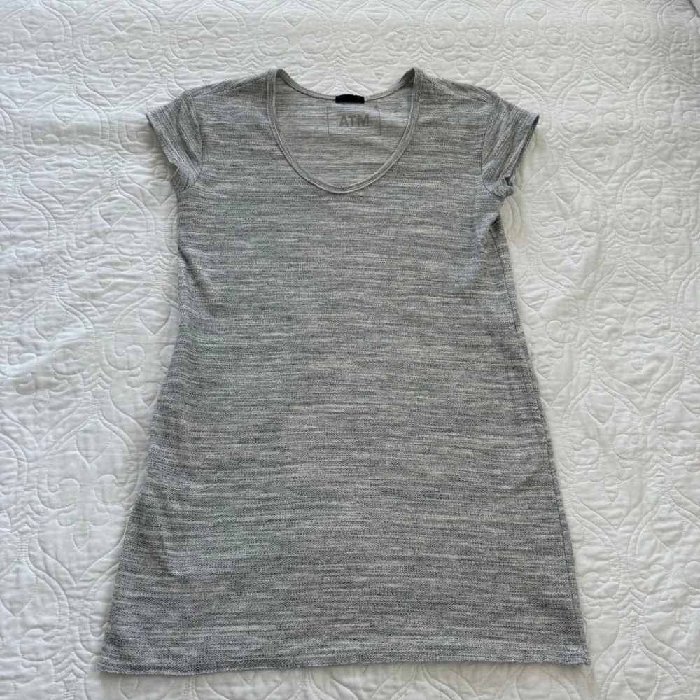 ATM Anthony Thomas Melilla Sweatshirt Dress Heathered Grey Pockets WM Medium EUC